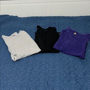 Bundle of 3 long sleeve tops Sz Small (black, grey and purple). EUC